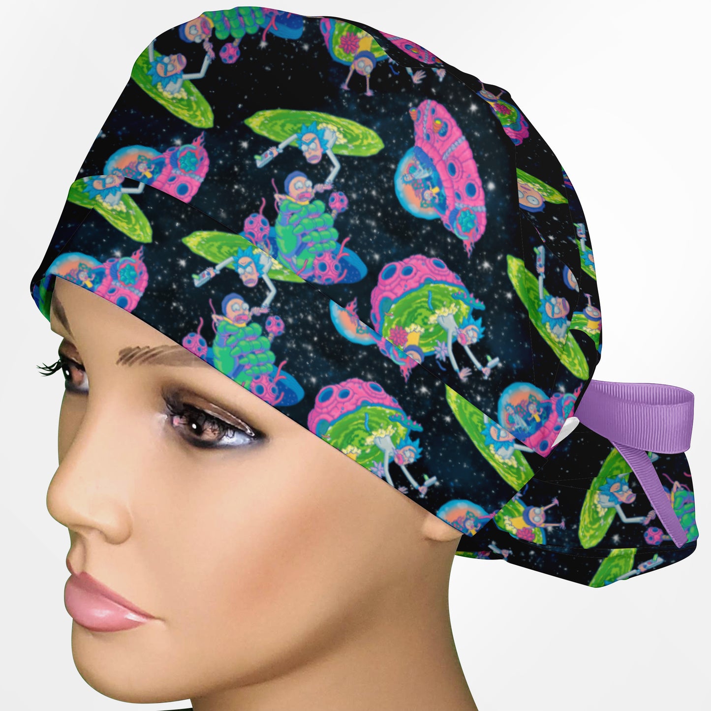 Rick and Morty Space Ponytail Scrub Cap