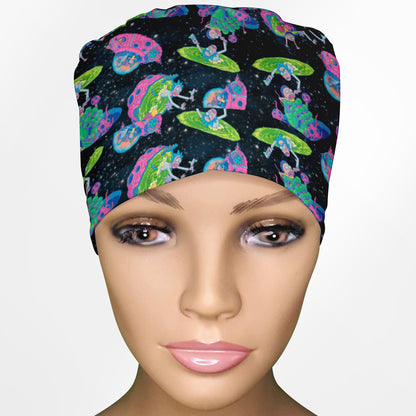 Rick and Morty Space Ponytail Scrub Cap