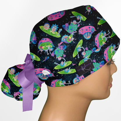 Rick and Morty Space Ponytail Scrub Cap