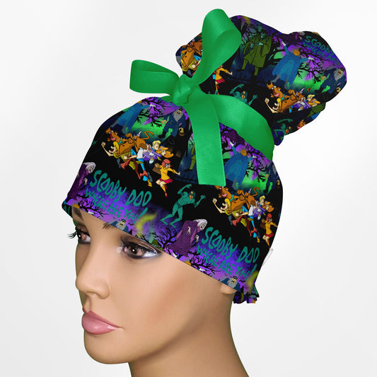 Groovy Clues High Bun Ponytail Scrub Cap