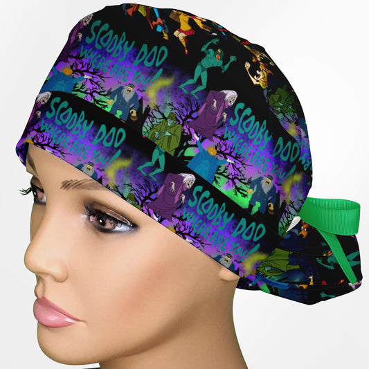 Groovy Clues Ponytail Scrub Cap