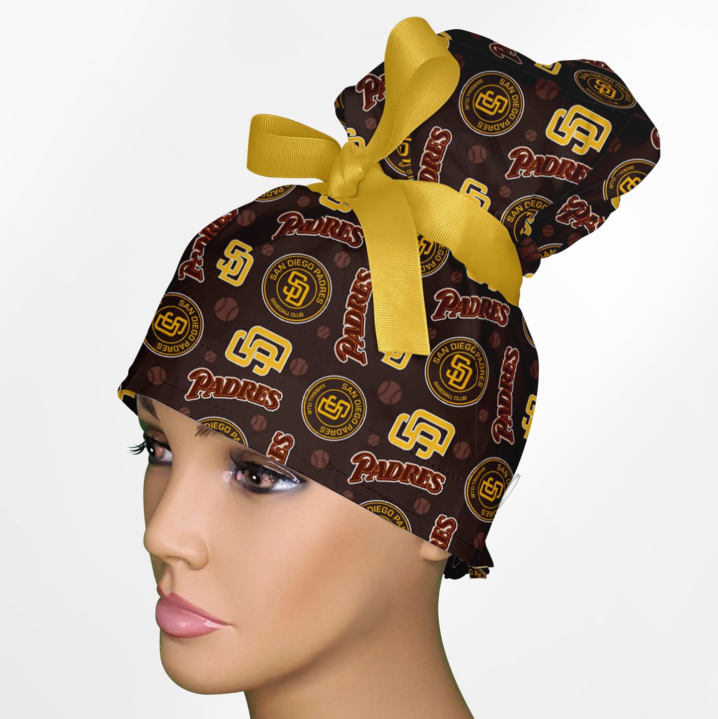 SD Padres High Bun Ponytail Scrub Cap