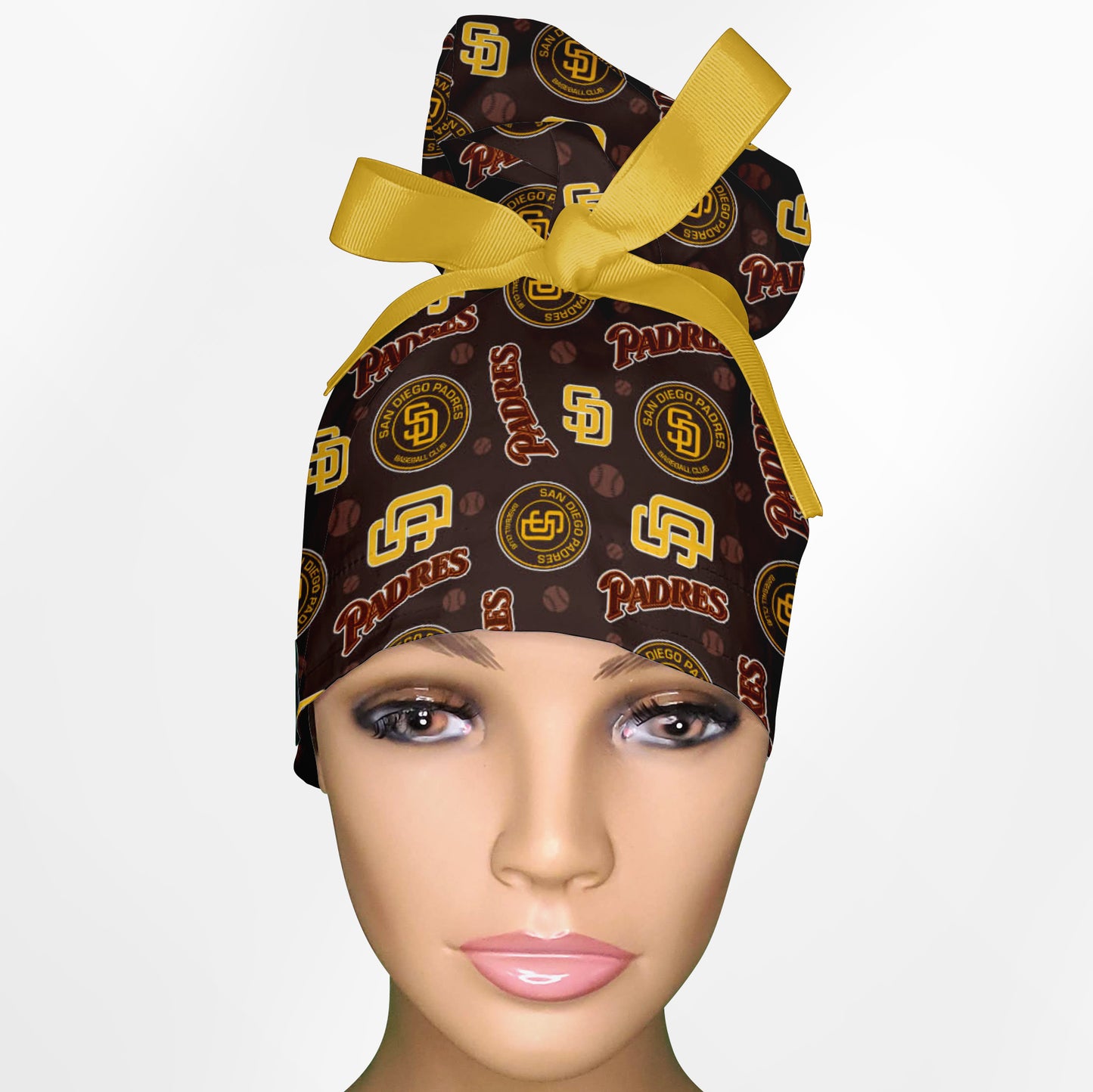 SD Padres High Bun Ponytail Scrub Cap