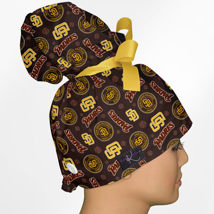 SD Padres High Bun Ponytail Scrub Cap