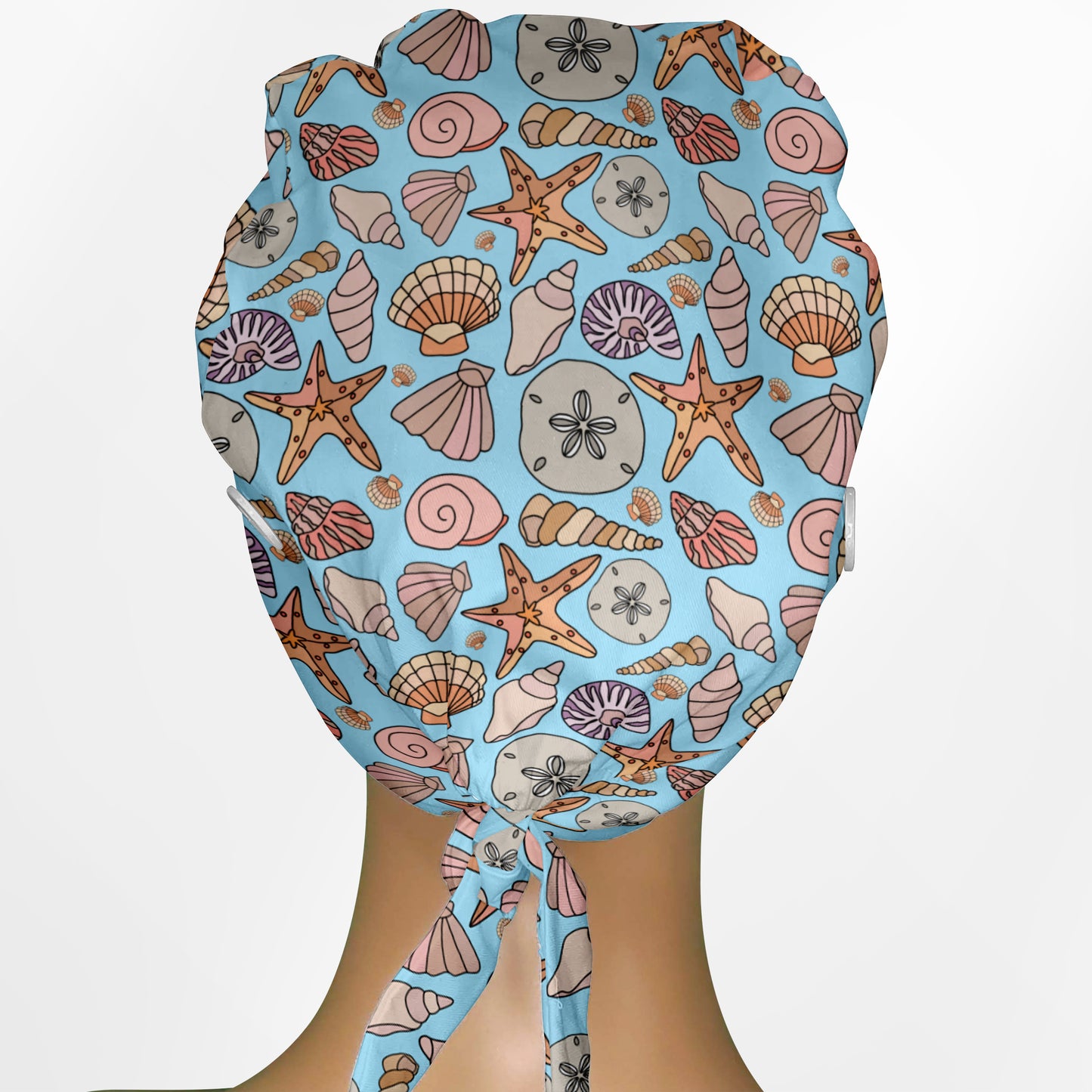 Seashells Low-Tie Surgeon Scrub Cap
