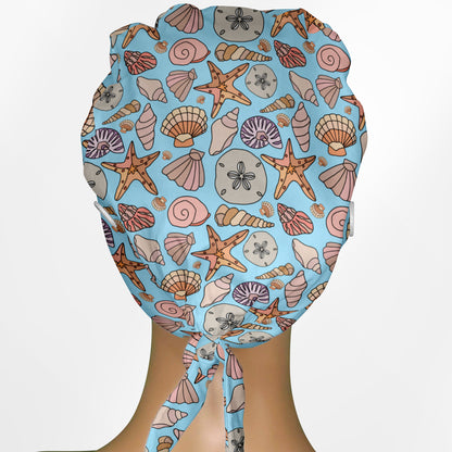 Seashells Low-Tie Surgeon Scrub Cap