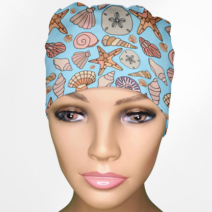 Seashells Low-Tie Surgeon Scrub Cap