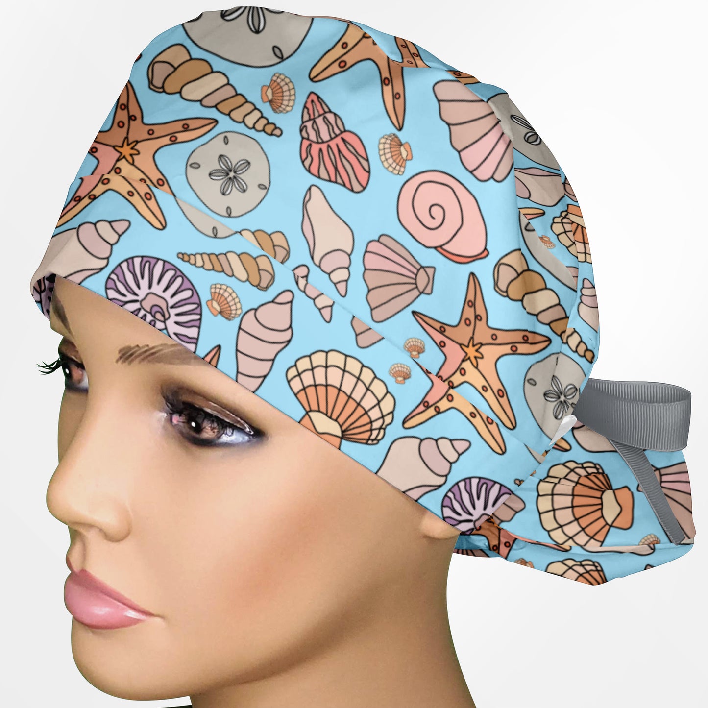 Seashells Ponytail Scrub Cap