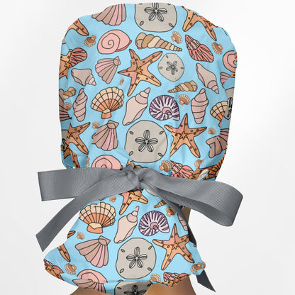 Seashells Ponytail Scrub Cap
