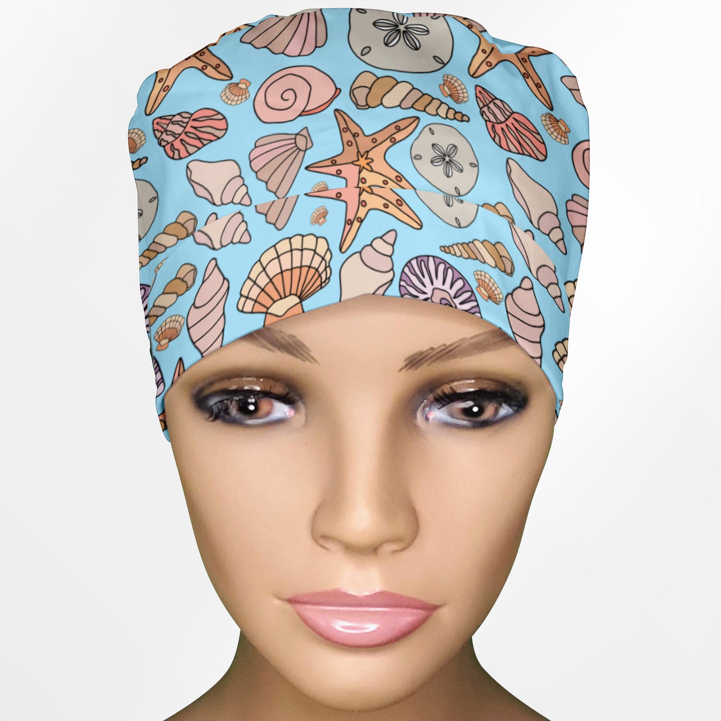 Seashells Ponytail Scrub Cap
