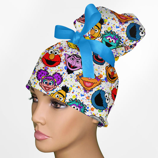 Sesame Street High Bun Ponytail Scrub Cap