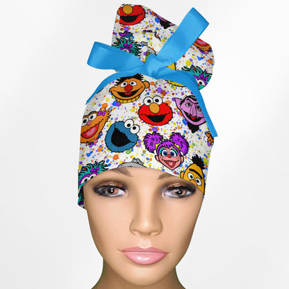 Sesame Street High Bun Ponytail Scrub Cap