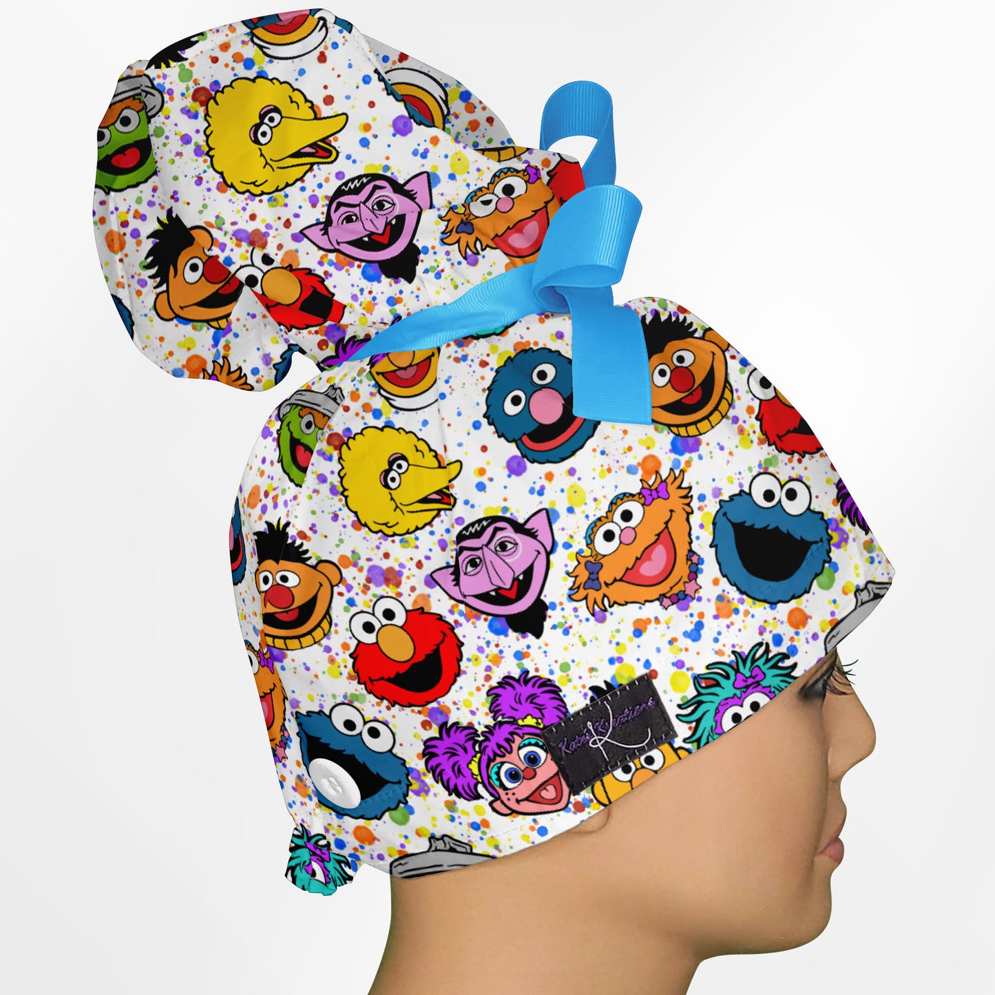 Sesame Street High Bun Ponytail Scrub Cap