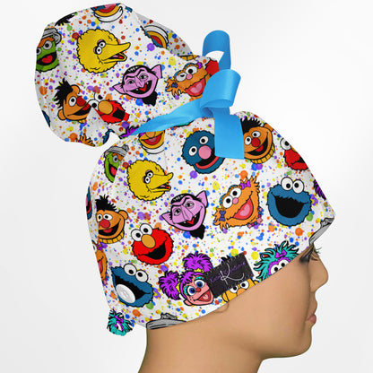 Sesame Street High Bun Ponytail Scrub Cap