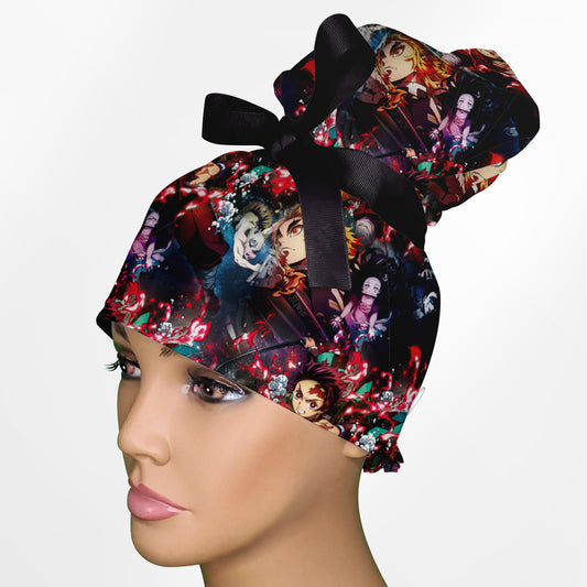 Slaying Demons High Bun Ponytail Scrub Cap