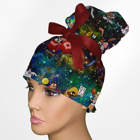 Galaxy Game High Bun Ponytail Scrub Cap