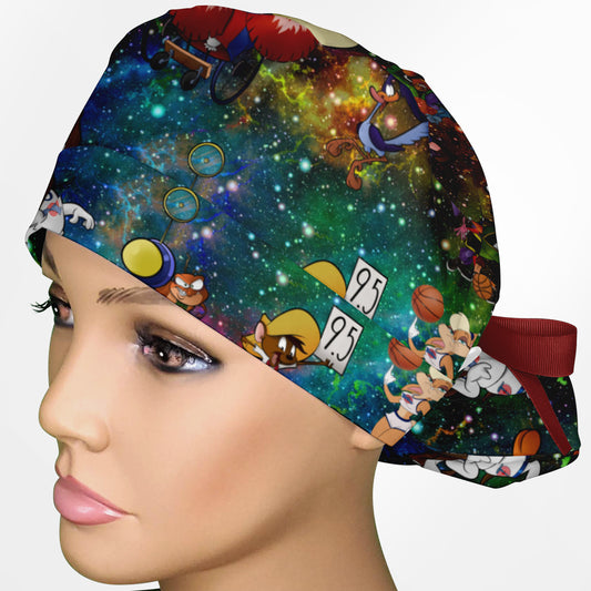 Galaxy Game Ponytail Scrub Cap