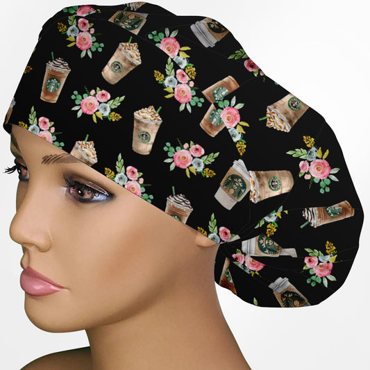 Brewed & Boujee Floral Bouffant Scrub Cap
