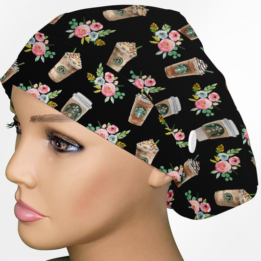 Brewed & Boujee Floral Euro Scrub Cap
