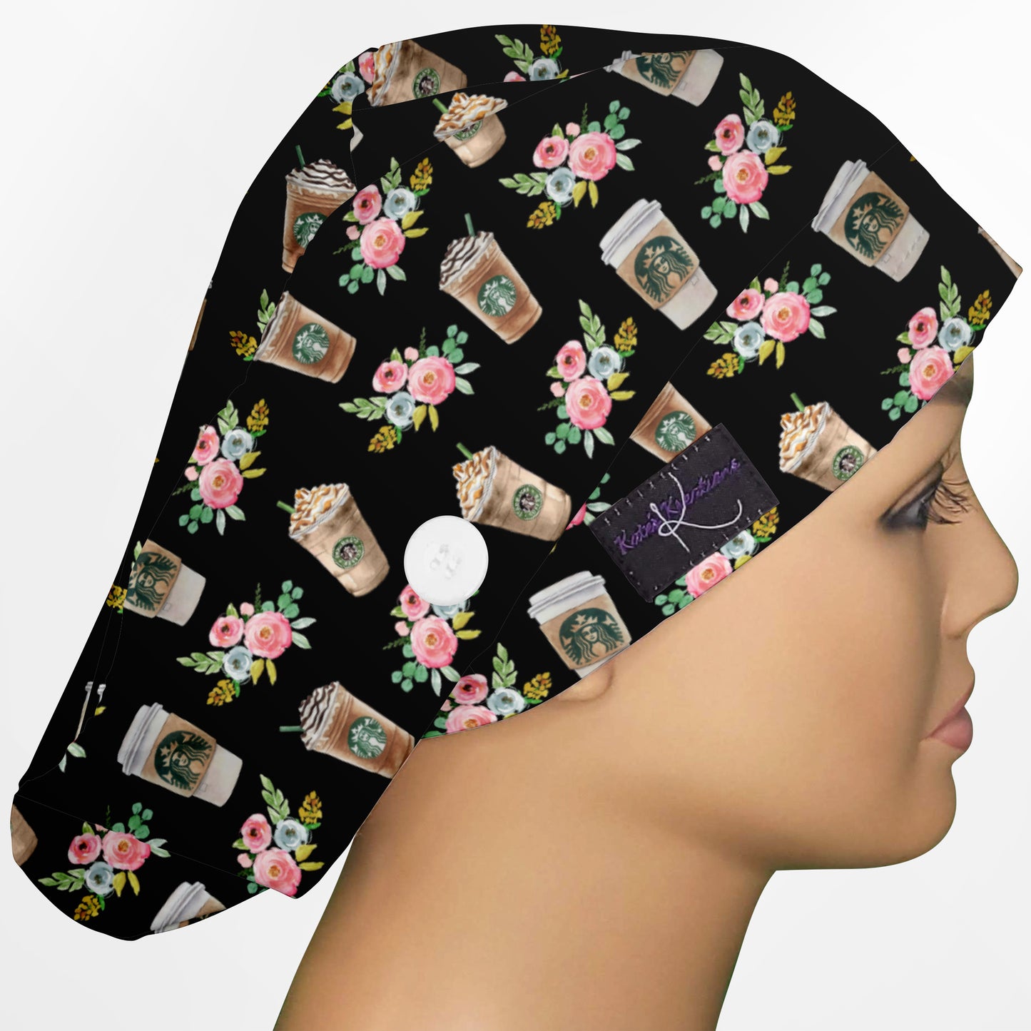Brewed & Boujee Floral Euro Scrub Cap