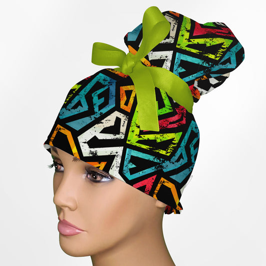 Street Art High Bun Ponytail Scrub Cap