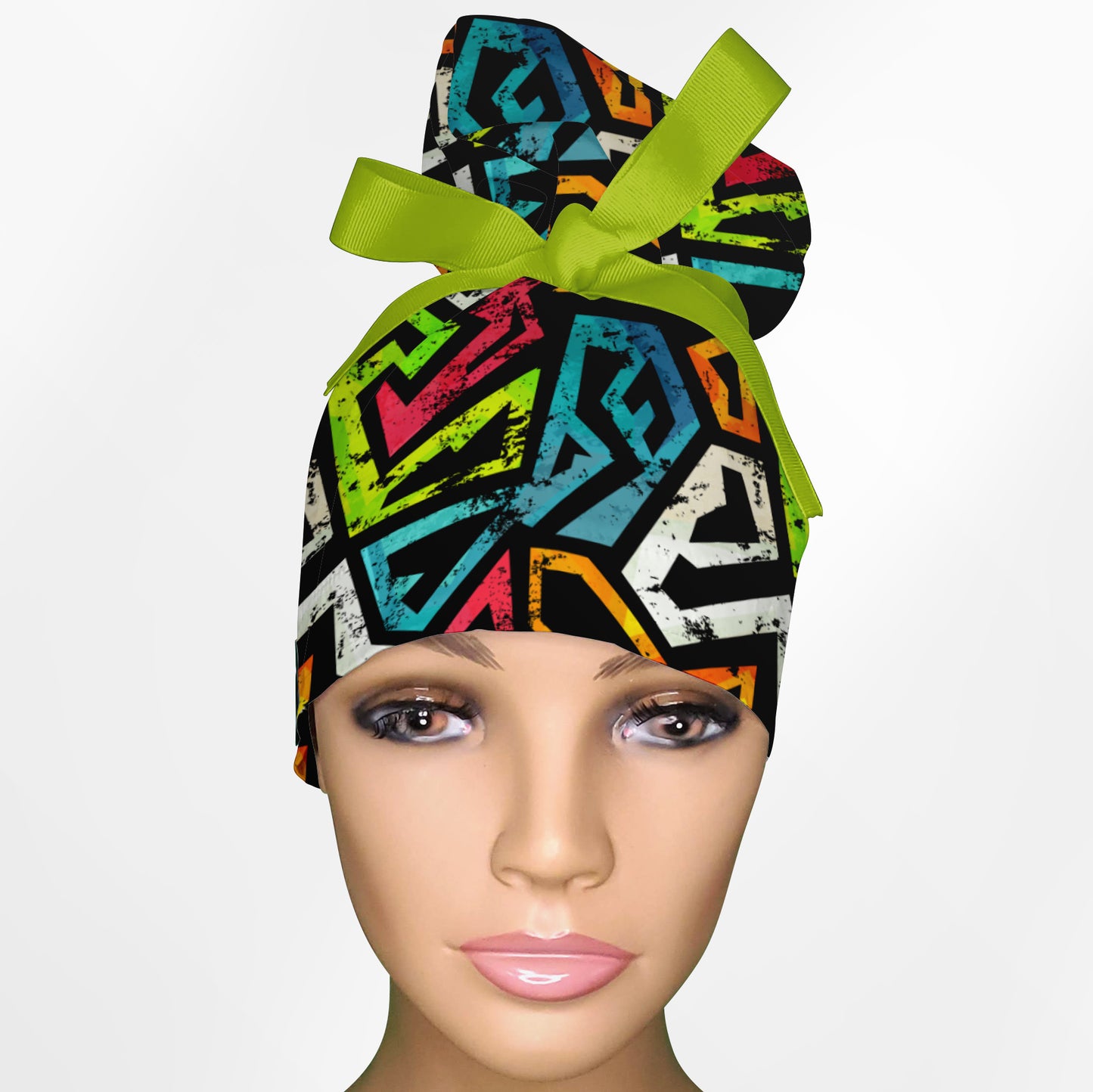 Street Art High Bun Ponytail Scrub Cap