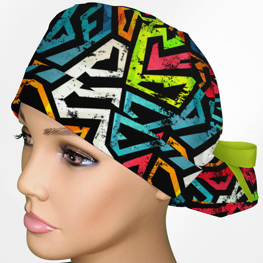 Street Art Ponytail Scrub Cap