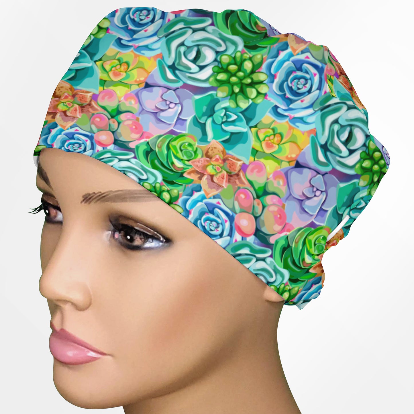 Succulents Low-Tie Surgeon Scrub Cap