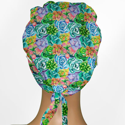 Succulents Low-Tie Surgeon Scrub Cap