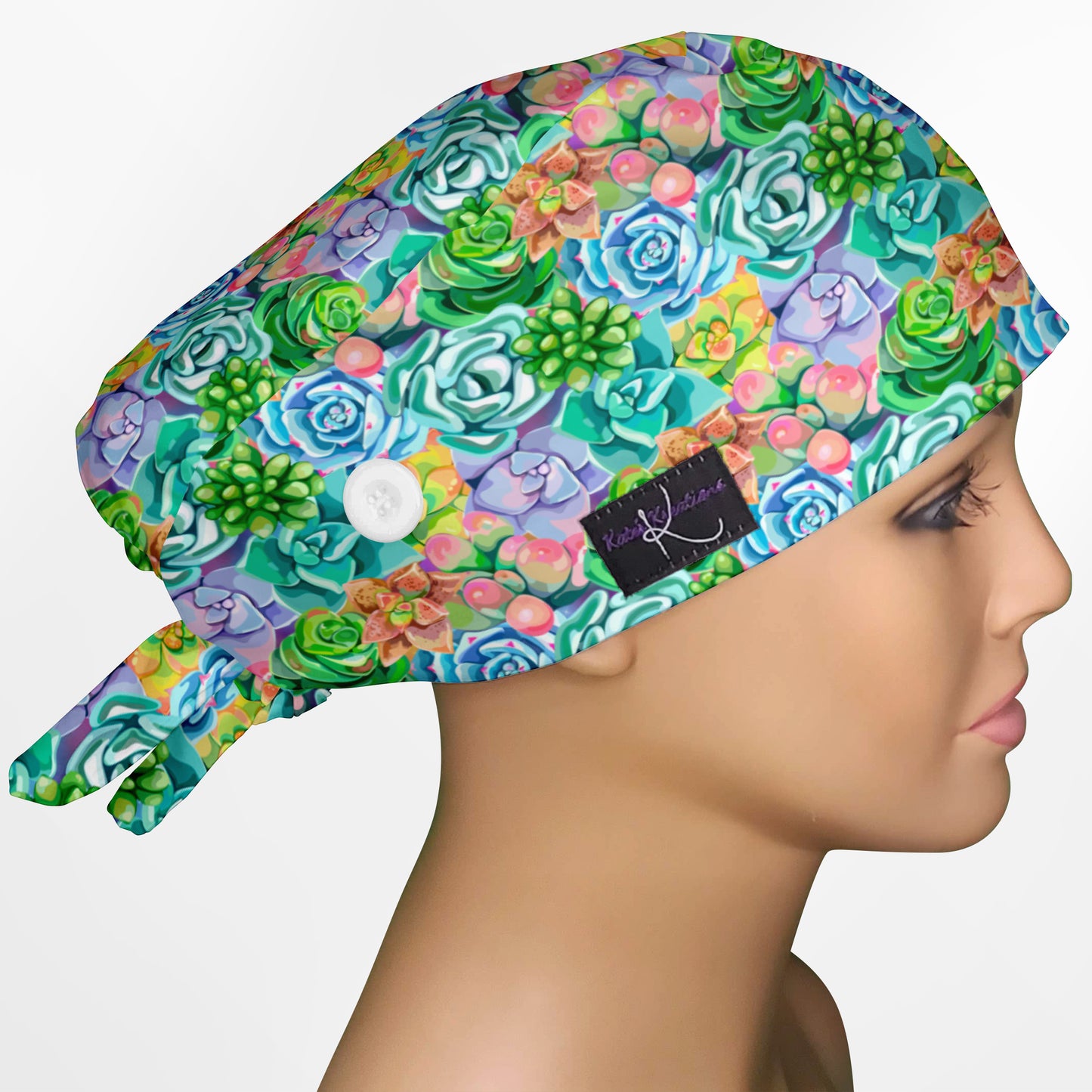 Succulents Low-Tie Surgeon Scrub Cap