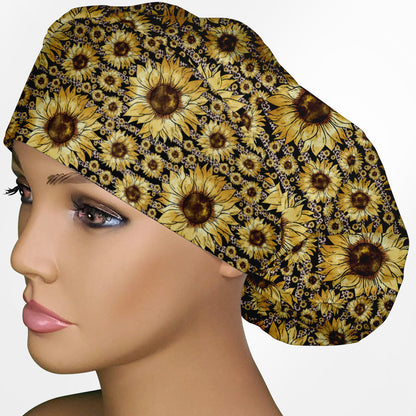 Sunflower Stripes Bouffant Scrub Cap