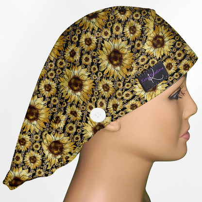 Sunflower Stripes Bouffant Scrub Cap