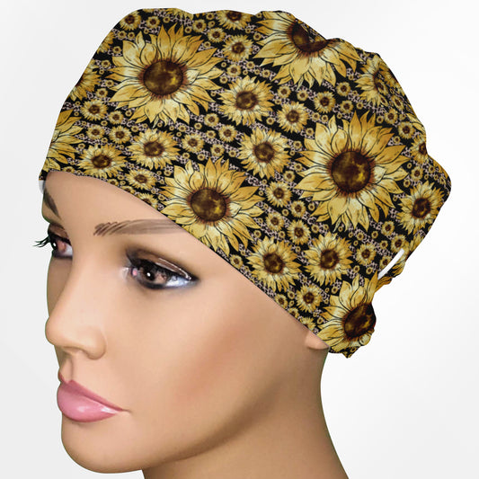 Sunflower Stripes Low-Tie Surgeon Scrub Cap