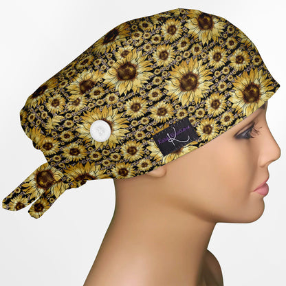 Sunflower Stripes Low-Tie Surgeon Scrub Cap