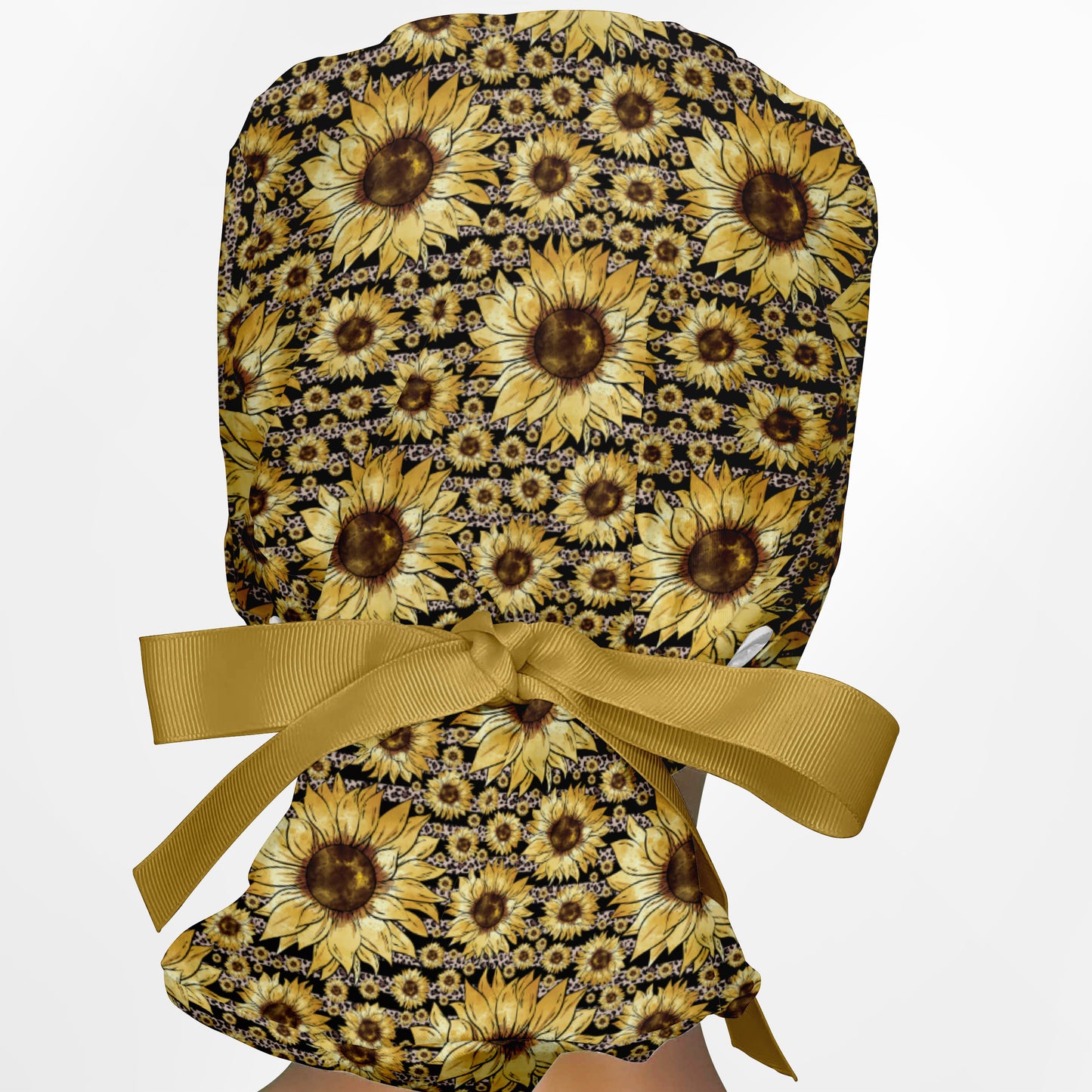 Sunflower Stripes Ponytail Scrub Cap