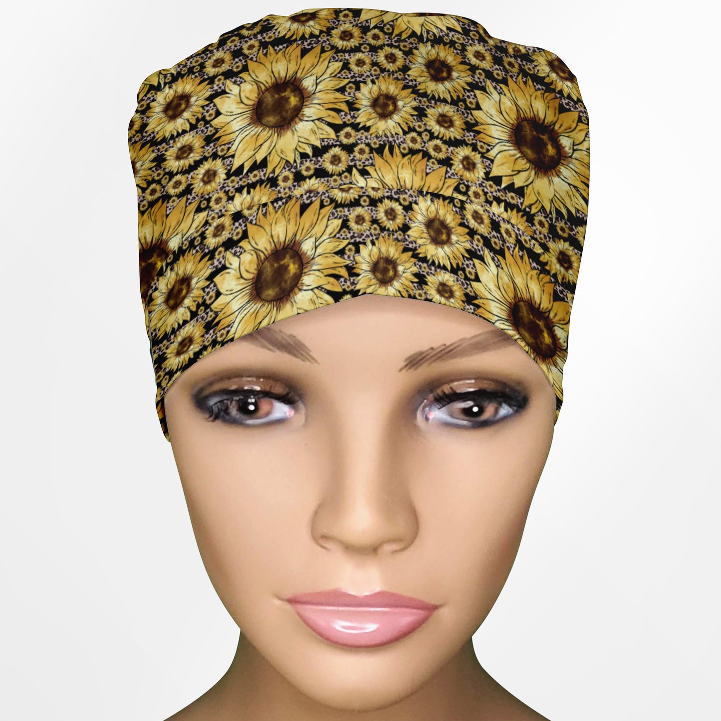 Sunflower Stripes Ponytail Scrub Cap