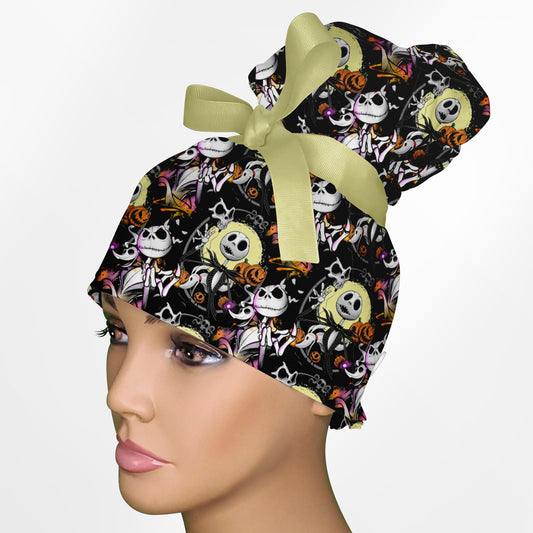 Fright Before Christmas High Bun Ponytail Scrub Cap