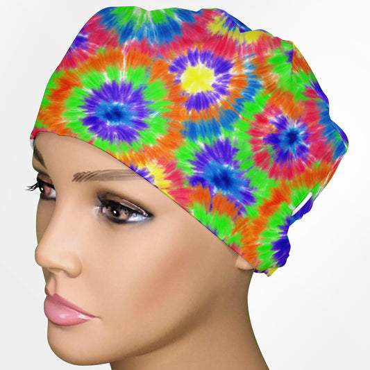 Tie Dye Low-Tie Surgeon Scrub Cap