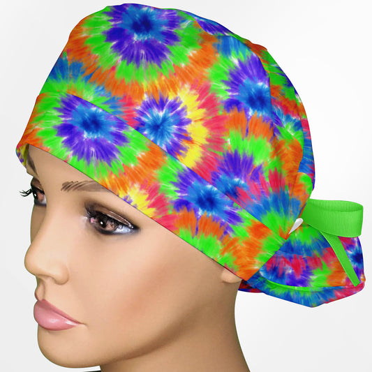 Tie Dye Ponytail Scrub Cap