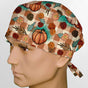 Turquoise and Tan Fall Pumpkins Surgeon Scrub Cap