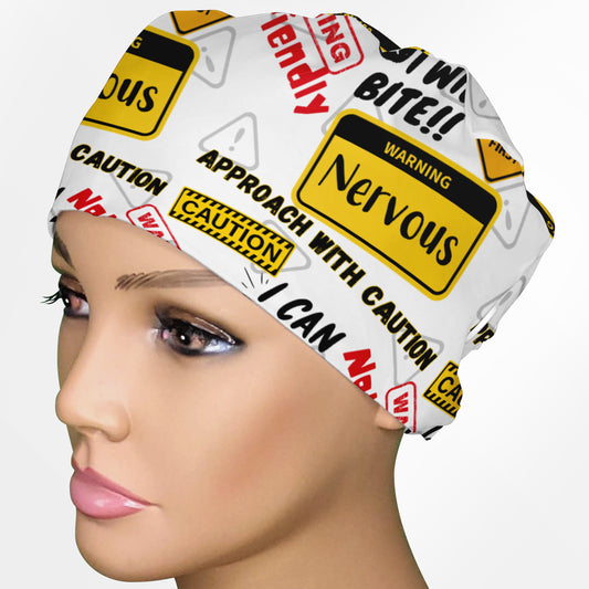 Warning Low-Tie Surgeon Scrub Cap