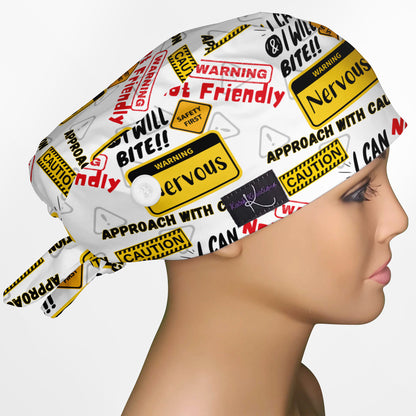 Warning Low-Tie Surgeon Scrub Cap