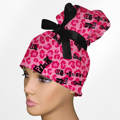 Wednesdays We Wear Pink High Bun Ponytail Scrub Cap