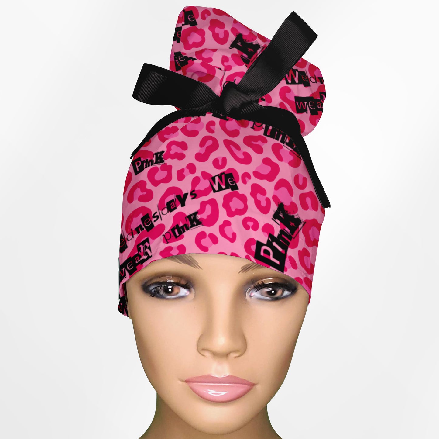Wednesdays We Wear Pink High Bun Ponytail Scrub Cap