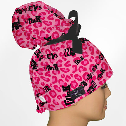 Wednesdays We Wear Pink High Bun Ponytail Scrub Cap