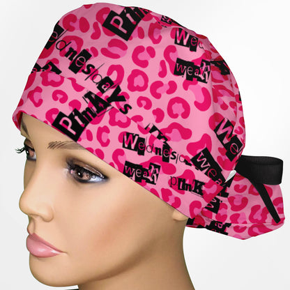 Wednesdays We Wear Pink Ponytail Scrub Cap