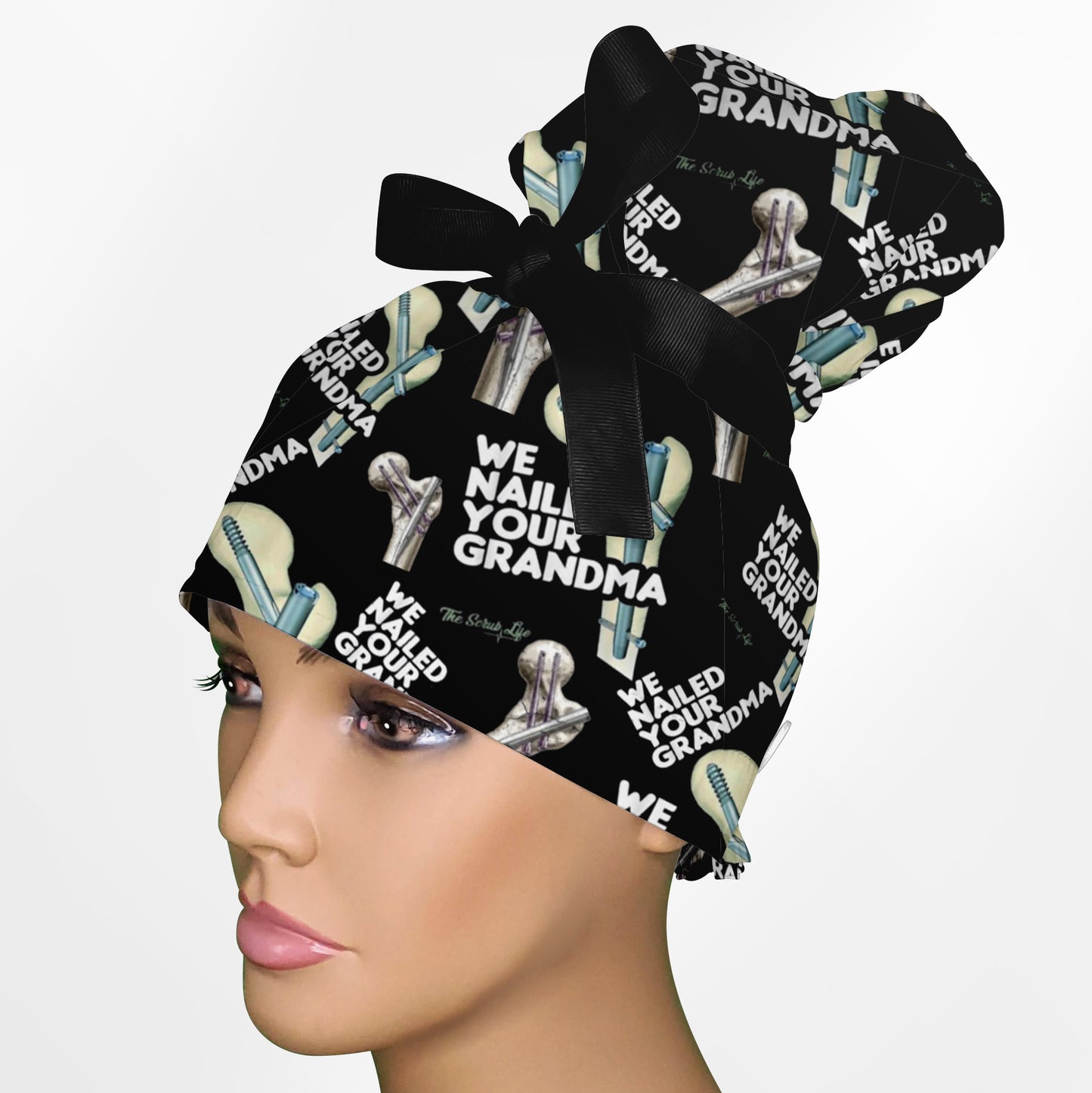 We Nailed Your Grandma High Bun Ponytail Scrub Cap