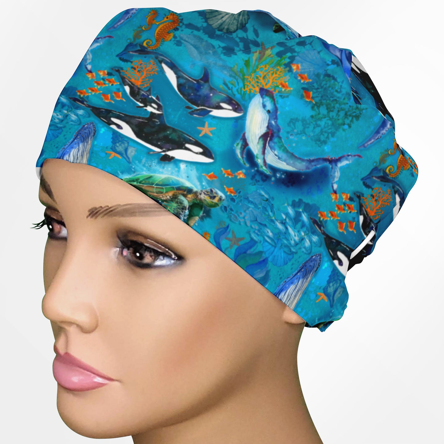 Whales Low-Tie Surgeon Scrub Cap