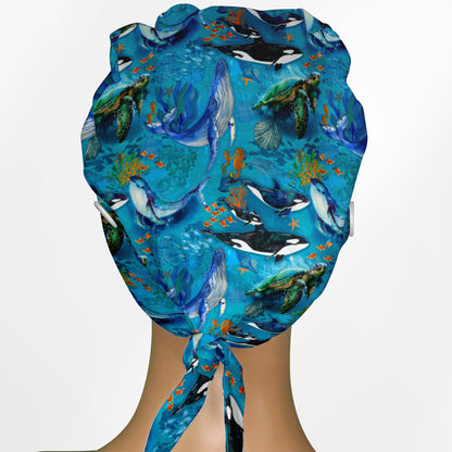 Whales Low-Tie Surgeon Scrub Cap