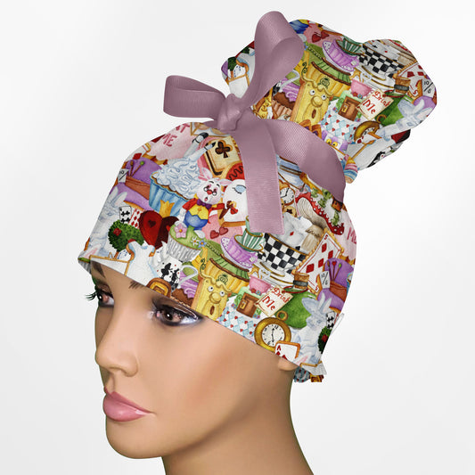 Wonderland High Bun Ponytail Scrub Cap